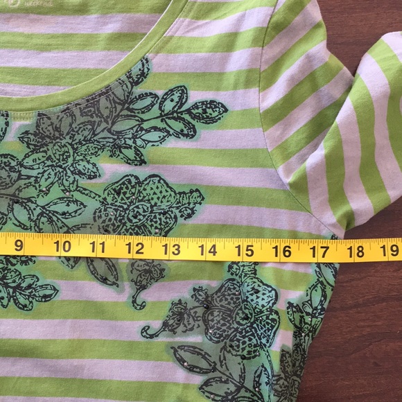 New Directions Top Size Small Green Striped 3/4 Sleeves NWOT - Picture 8 of 9